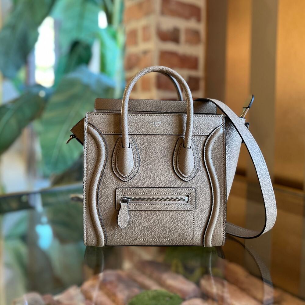 CELINE Luggage Nano Drummed Leather Tote